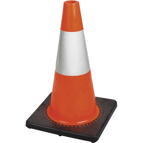 181 C&ocirc;ne de s&eacute;curit&eacute; flexible de premi&egrave;re qualit&eacute;, 18", Orange, Bande(s) r&eacute;fl&eacute;chissante(s) 6" Brunswick Fyr & Safety