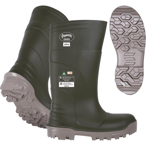 B105FUL.GR Pioneer Ultra Boots, Polyurethane, Steel/Composite Toe, Size 6, Puncture Resistant Sole Brunswick Fyr & Safety