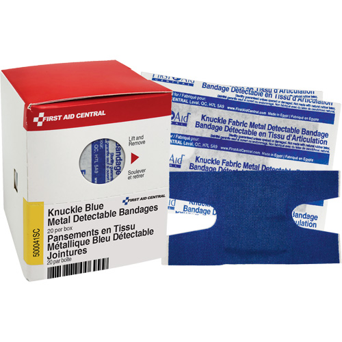 Knuckle Blue Detectable Bandages, Knuckle, Fabric Metal Detectable, Sterile Brunswick Fyr & Safety