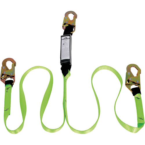 SA-54000-4 Shock Absorbing Lanyard, 4', Snap Hook Center, Snap Hook Leg Ends, Polyester Brunswick Fyr & Safety