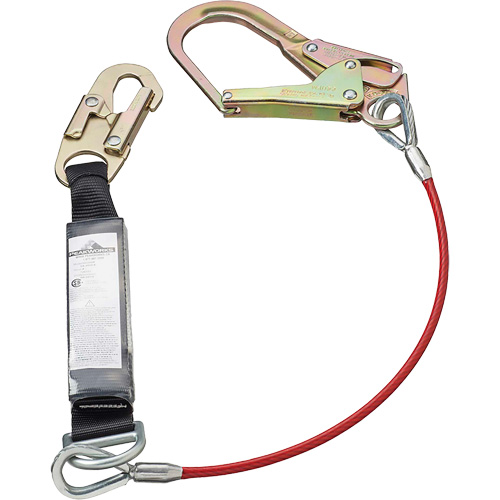 SA-5502-4 Shock Absorbing Lanyard, 4', Rebar Hook Center, Snap Hook Leg Ends, Polyester Brunswick Fyr & Safety