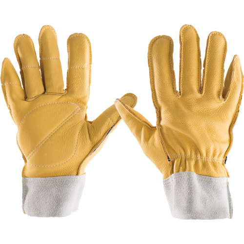 All-Leather Gloves, 7/Small, Grain Leather Palm, Elastic Cuff Brunswick Fyr & Safety