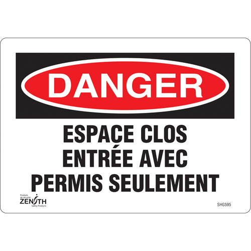 "Espace clos" Sign, 7" x 10", Vinyl, French Brunswick Fyr & Safety