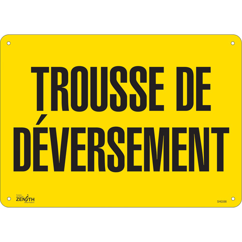 "Trousse de d&eacute;versement" Sign, 10" x 14", Plastic, French Brunswick Fyr & Safety