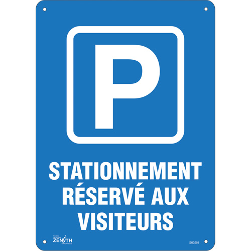 "Stationnement r&eacute;serv&eacute; aux visiteurs" Sign, 10" x 14", Plastic, French with Pictogram Brunswick Fyr & Safety