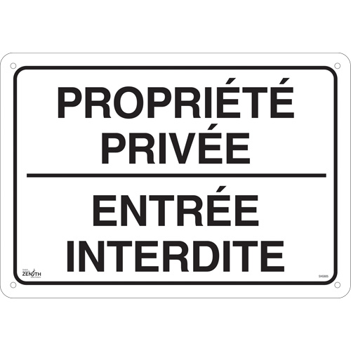 "Propri&eacute;t&eacute; priv&eacute;e" Sign, 14" x 20", Aluminum, French Brunswick Fyr & Safety