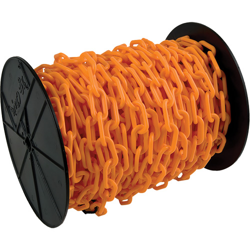 Heavy-Duty Plastic Safety Chain, Orange, 2" Link, 100' Length Brunswick Fyr & Safety