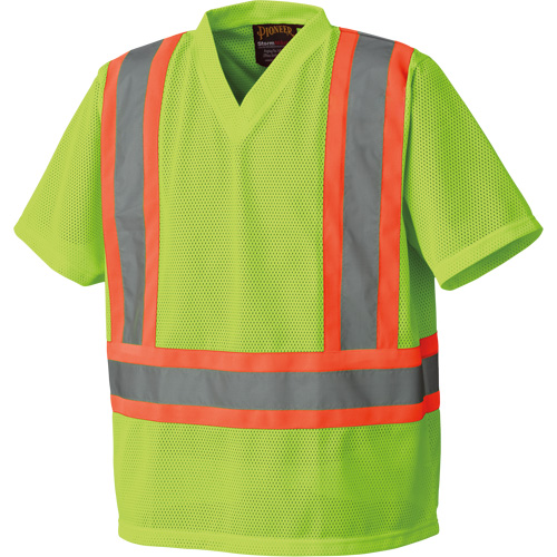 5993P T-shirt de s&eacute;curit&eacute; en maille, Polyester, Petit, Jaune lime haute visibilit&eacute; Brunswick Fyr & Safety