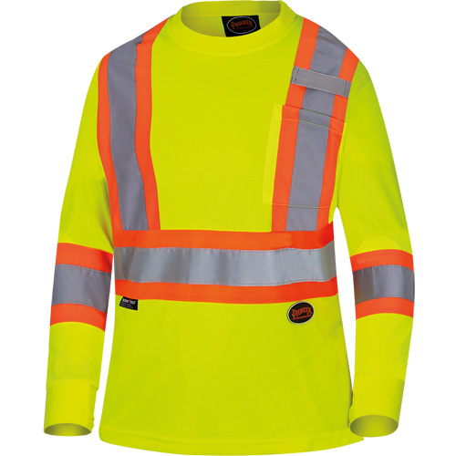 6969 Women's Bird's-Eye Long-Sleeved Safety Shirt, Polyester, X-Small, High Visibility Lime-Yellow Brunswick Fyr & Safety