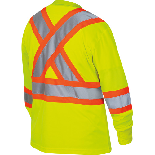 6969 Women's Bird's-Eye Long-Sleeved Safety Shirt, Polyester, X-Small, High Visibility Lime-Yellow Brunswick Fyr & Safety