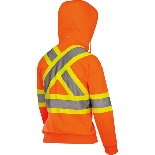 6924W Women's Fleece Hoodie with Zipper, Polyester, X-Small, High Visibility Orange Brunswick Fyr & Safety