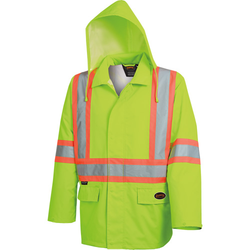 5628 The Rock  Waterproof Safety Jacket, Polyester/Polyurethane, High Visibility Lime-Yellow, Small Brunswick Fyr & Safety