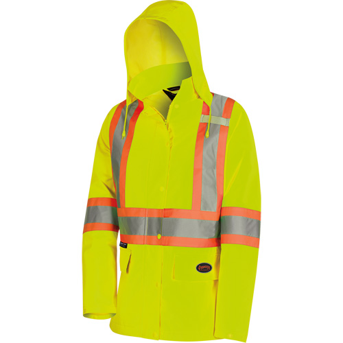 5628W The Rock Women's 300D  Quilted Safety Parka, Polyester/Polyurethane, High Visibility Lime-Yellow, X-Small Brunswick Fyr & Safety