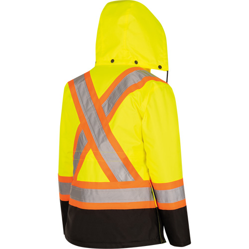 5021BBW Women's  7-in-1 Waterproof Jacket with Hood, Polyester/Polyurethane, High Visibility Lime-Yellow, X-Small Brunswick Fyr & Safety