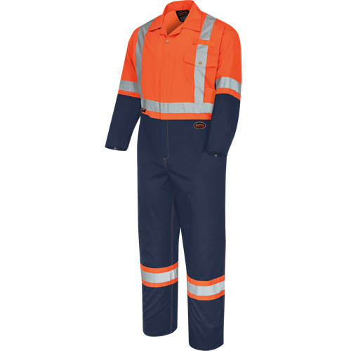 5514BBT 2-Tone Safety Coveralls with Zipper Closure, 40 (Tall), High Visibility Orange/Navy Blue Brunswick Fyr & Safety