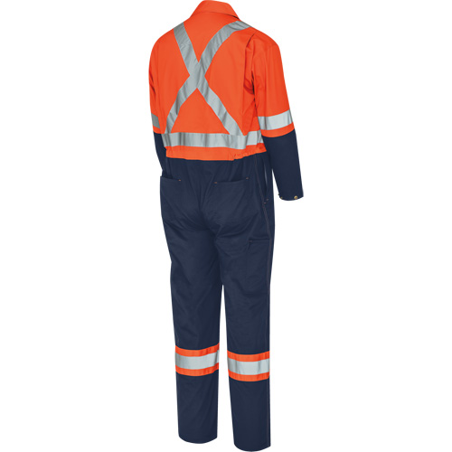 5514BBT 2-Tone Safety Coveralls with Zipper Closure, 40 (Tall), High Visibility Orange/Navy Blue Brunswick Fyr & Safety