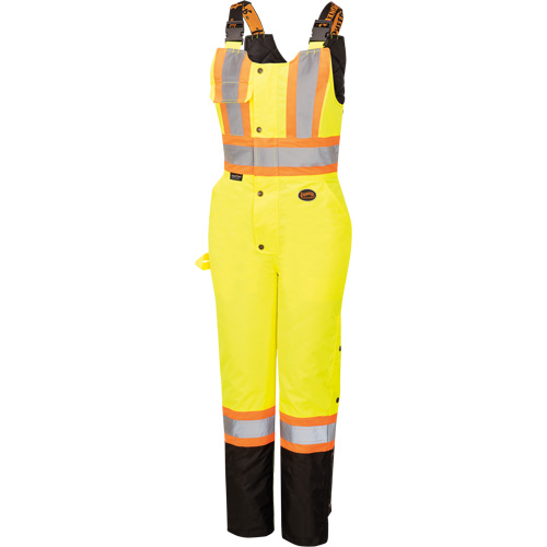5041BBW Women's High-Visibility Waterproof Safety Overalls, Polyester, X-Small, Black/High Visibility Lime-Yellow Brunswick Fyr & Safety