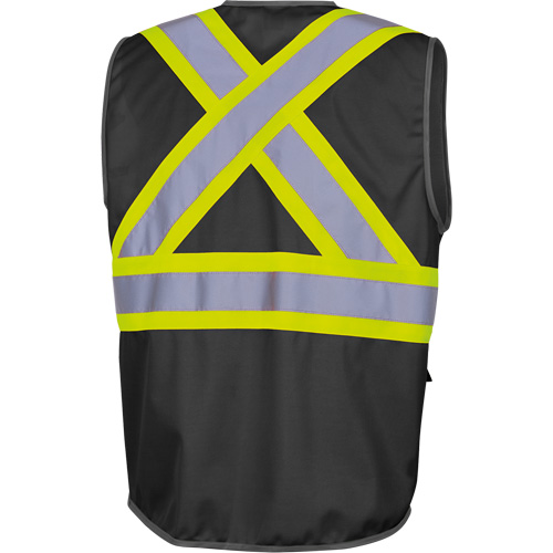 6959BK Tricot High-Visibility Safety Vest with Zipper Closure, Black, X-Small, Polyester Brunswick Fyr & Safety