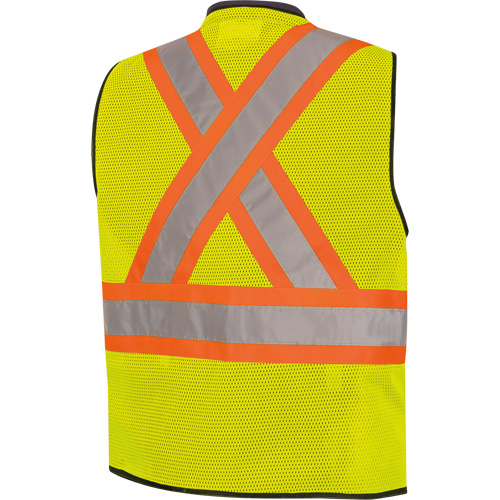 6895 High-Visibility Zip Front Bi-Colour Safety Vest, Black/High Visibility Lime-Yellow, 2X-Large/3X-Large, Polyester Brunswick Fyr & Safety