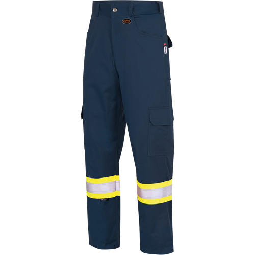 7764 FR-Tech&reg; High Visibility 88/12 FR/Arc Rated Safety Cargo Pants, 32, x 34, Navy Blue Brunswick Fyr & Safety