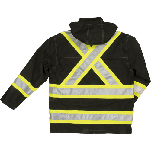 Ripstop Safety Rain Jacket, Polyester, 3X-Large, Black Brunswick Fyr & Safety