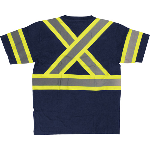 Short Sleeve Safety T-Shirt, Cotton, X-Small, Navy Blue Brunswick Fyr & Safety