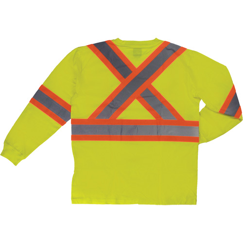 Long Sleeve Safety T-Shirt, Cotton, X-Small, High Visibility Lime-Yellow Brunswick Fyr & Safety