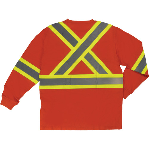 Long Sleeve Safety T-Shirt, Cotton, X-Small, High Visibility Orange Brunswick Fyr & Safety