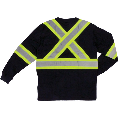 Long Sleeve Safety T-Shirt, Cotton, X-Small, Black Brunswick Fyr & Safety
