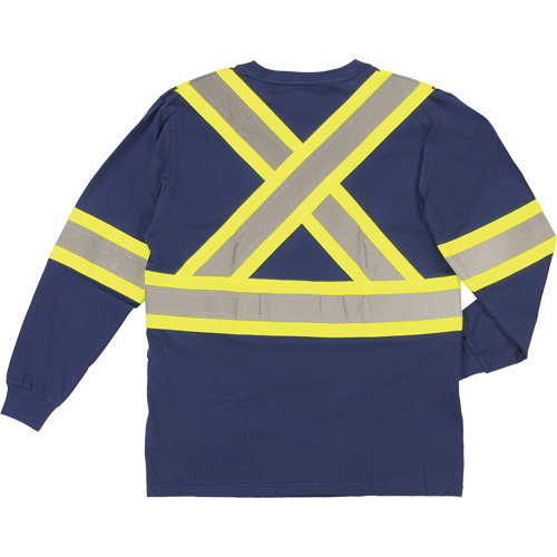 Long Sleeve Safety T-Shirt, Cotton, X-Small, Navy Blue Brunswick Fyr & Safety