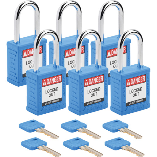 Cadenas de verrouillage Velocity, Bleu, Cl&eacute;s identiques, Nylon, Largeur de 1-1/2" Brunswick Fyr & Safety