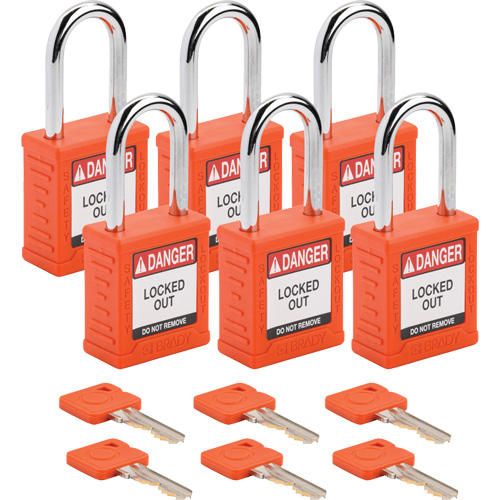 Cadenas de verrouillage Velocity, Orange, Cl&eacute;s diff&eacute;rentes, Nylon, Largeur de 1-1/2" Brunswick Fyr & Safety