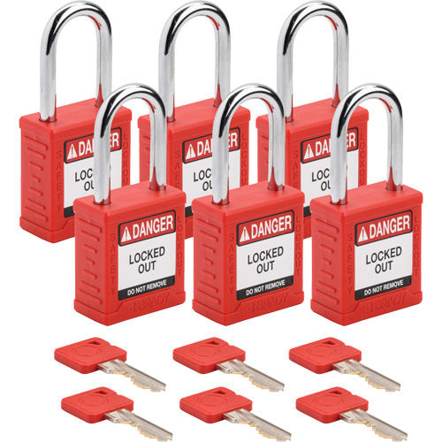 Cadenas de verrouillage Velocity, Rouge, Cl&eacute;s identiques, Nylon, Largeur de 1-1/2" Brunswick Fyr & Safety