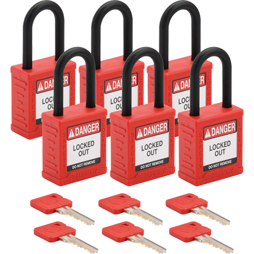 Cadenas de verrouillage Velocity, Rouge, Cl&eacute;s identiques, Nylon, Largeur de 1-1/2" Brunswick Fyr & Safety
