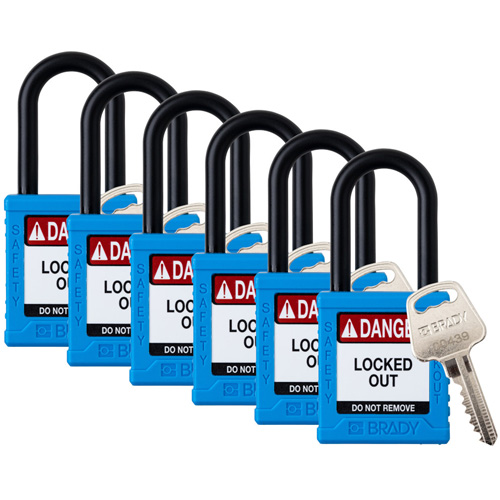 Cadenas de verrouillage Velocity, Bleu, Cl&eacute;s identiques, Nylon, Largeur de 1-1/2" Brunswick Fyr & Safety