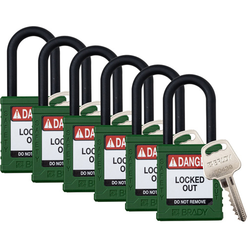 Cadenas de verrouillage Velocity, Vert, Cl&eacute;s identiques, Nylon, Largeur de 1-1/2" Brunswick Fyr & Safety
