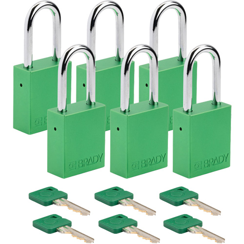 Lockout Padlock, Safety Padlock, Keyed Different, Aluminum, 1-1/2" Width Brunswick Fyr & Safety
