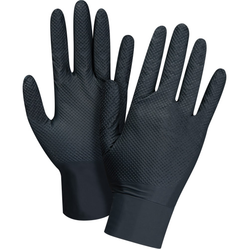 Gants d'examen de poids lourd &agrave; prise tactile, Petit, Nitrile, 8 mils, Sans poudre, Noir Brunswick Fyr & Safety