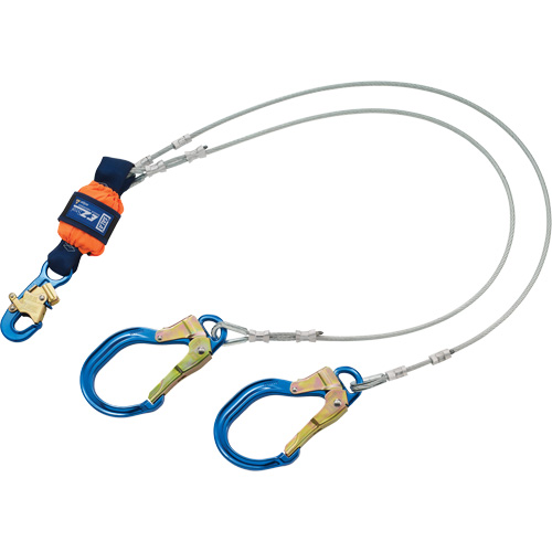 Longe absorbante d'&eacute;nergie, 6', Point d'ancrage &agrave; Crochet d'armature, Crochet mousqueton aux jambes, M&eacute;tal Brunswick Fyr & Safety