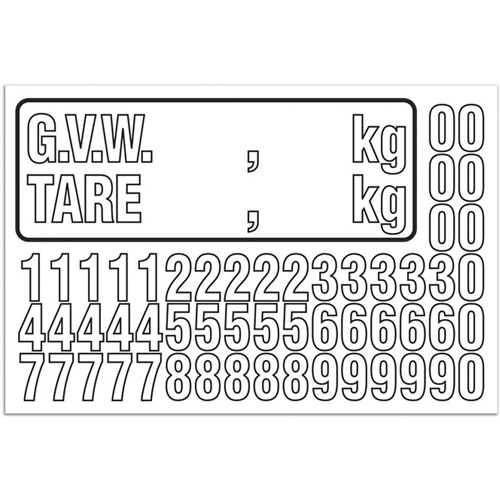 G.V.W. Truck Number Kit, Assorted Numbers/Letters/Punctuation, White Brunswick Fyr & Safety