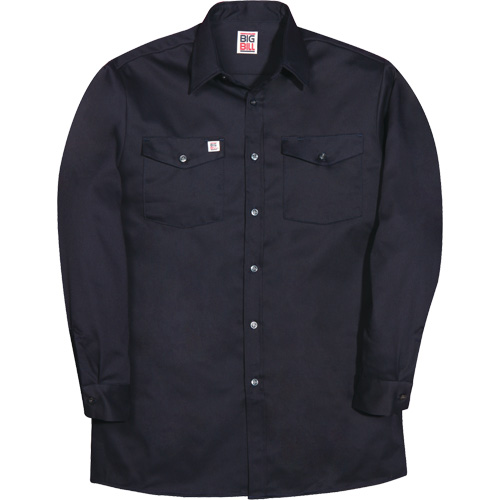 Long-Sleeve Industrial Work Shirt, Men's, Small, Navy Blue Brunswick Fyr & Safety