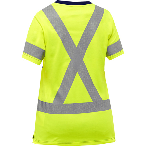 Bisley&reg; Women's X-Back Short Sleeve Shirt, Poly-Cotton, Small, High Visibility Lime-Yellow Brunswick Fyr & Safety