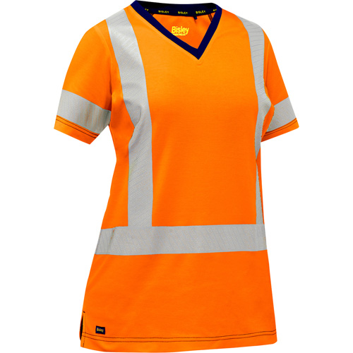 Bisley&reg; Women's X-Back Short Sleeve Shirt, Poly-Cotton, Small, High Visibility Orange Brunswick Fyr & Safety