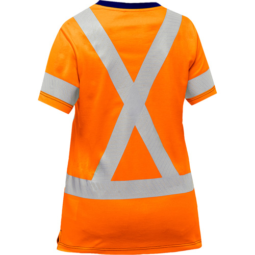 Bisley&reg; Women's X-Back Short Sleeve Shirt, Poly-Cotton, Small, High Visibility Orange Brunswick Fyr & Safety