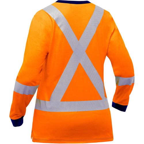 Chemise &agrave; manches longues et X au dos Bisley pour femmes, Poly-coton, Petit, Orange haute visibilit&eacute; Brunswick Fyr & Safety