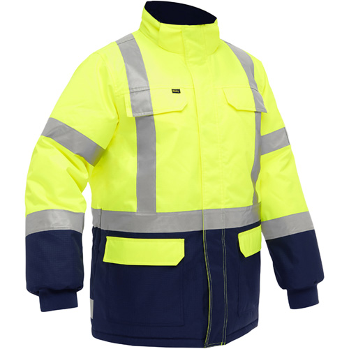 Bisley&reg; X-Back Extreme Cold Jacket with Navy Bottom, Polyester, High Visibility Lime-Yellow, Medium Brunswick Fyr & Safety