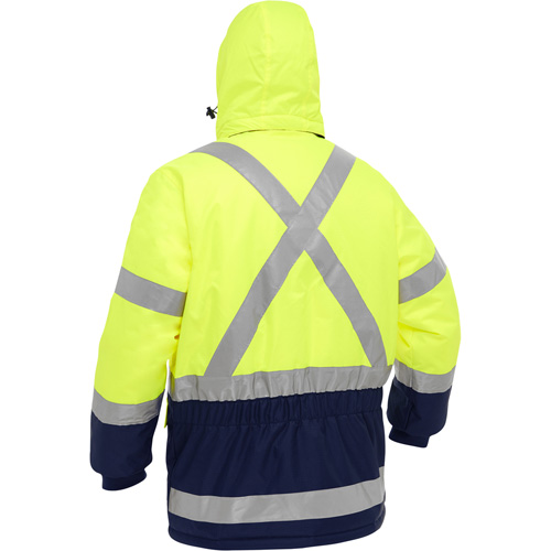 Bisley&reg; X-Back Extreme Cold Jacket with Navy Bottom, Polyester, High Visibility Lime-Yellow, Medium Brunswick Fyr & Safety