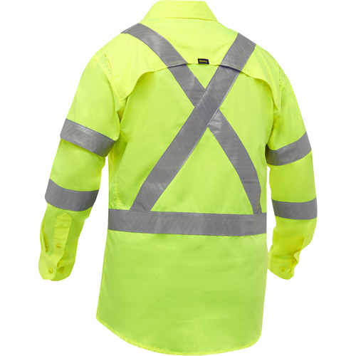 Bisley&reg; X-Back Long Sleeve Work Shirt with X-Airflow, Poly-Cotton, Small, High Visibility Lime-Yellow Brunswick Fyr & Safety