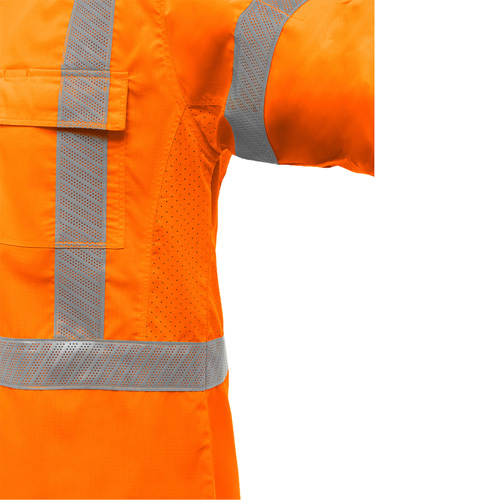 Bisley&reg; X-Back Long Sleeve Work Shirt with X-Airflow, Poly-Cotton, Small, High Visibility Orange Brunswick Fyr & Safety