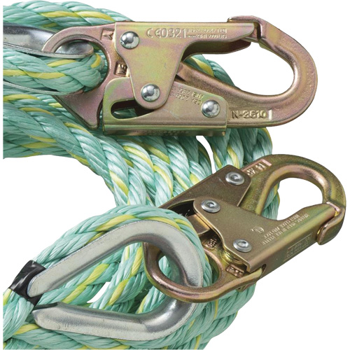 VL-1122-100 Vertical Lifeline Rope with Anchor End Snap Hook, Copolymer Brunswick Fyr & Safety